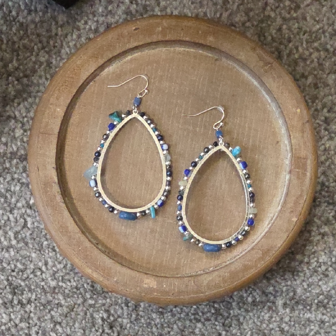 Style Co Midnight Tide Teardrop Beaded Earrings 12$